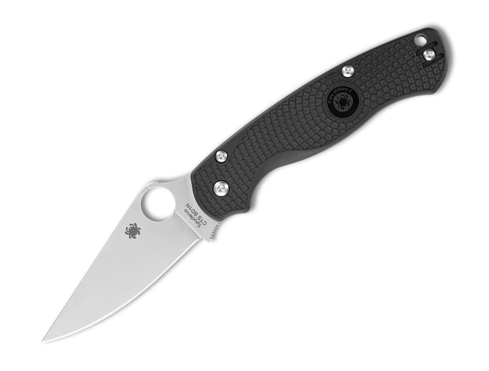 Spyderco Para Military 2 Lightweight Folding Clip Point Knife, Black - C81PBK2