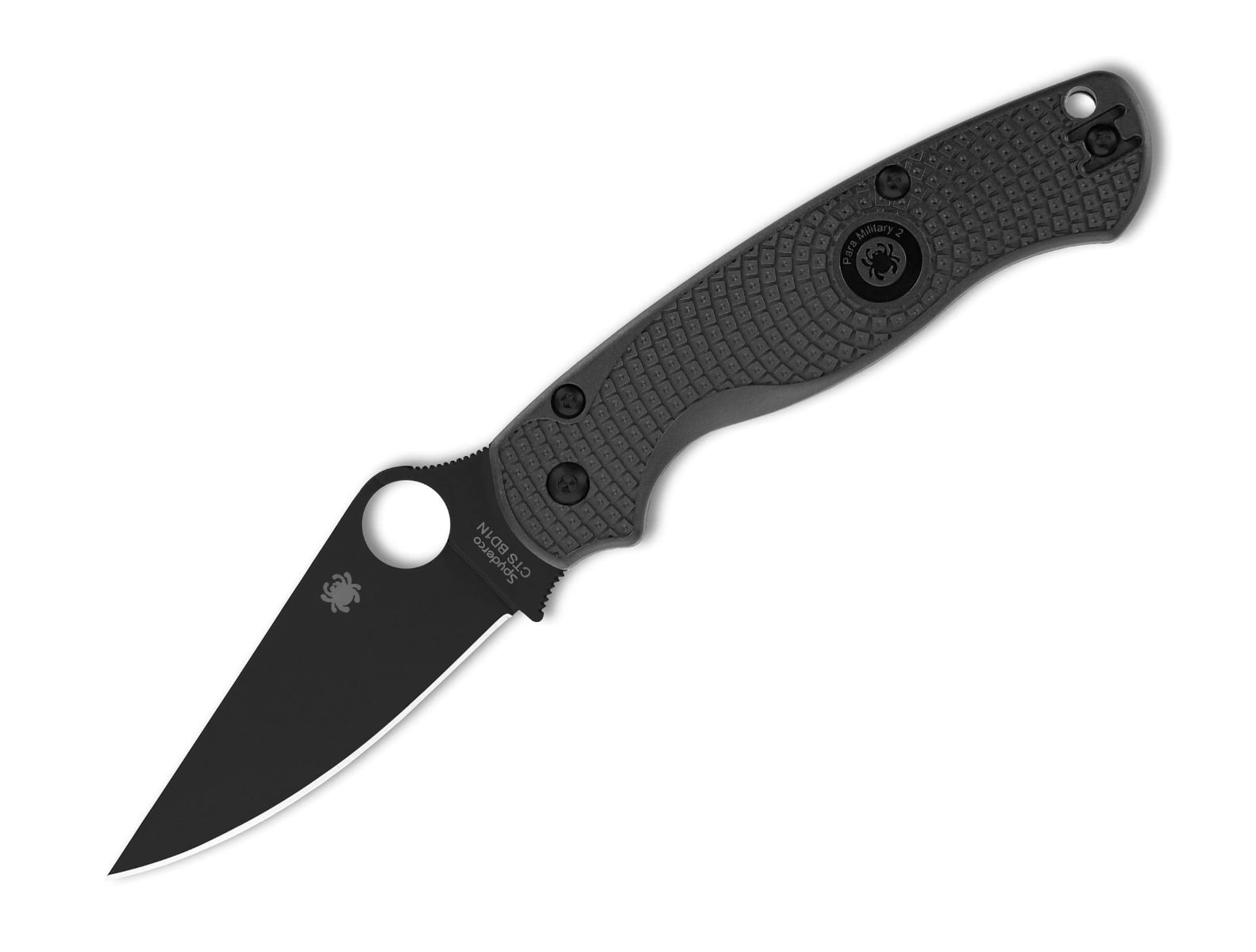 Spyderco Para Military 2 Lightweight Folding Clip Point Knife, Black - C81PBBK2