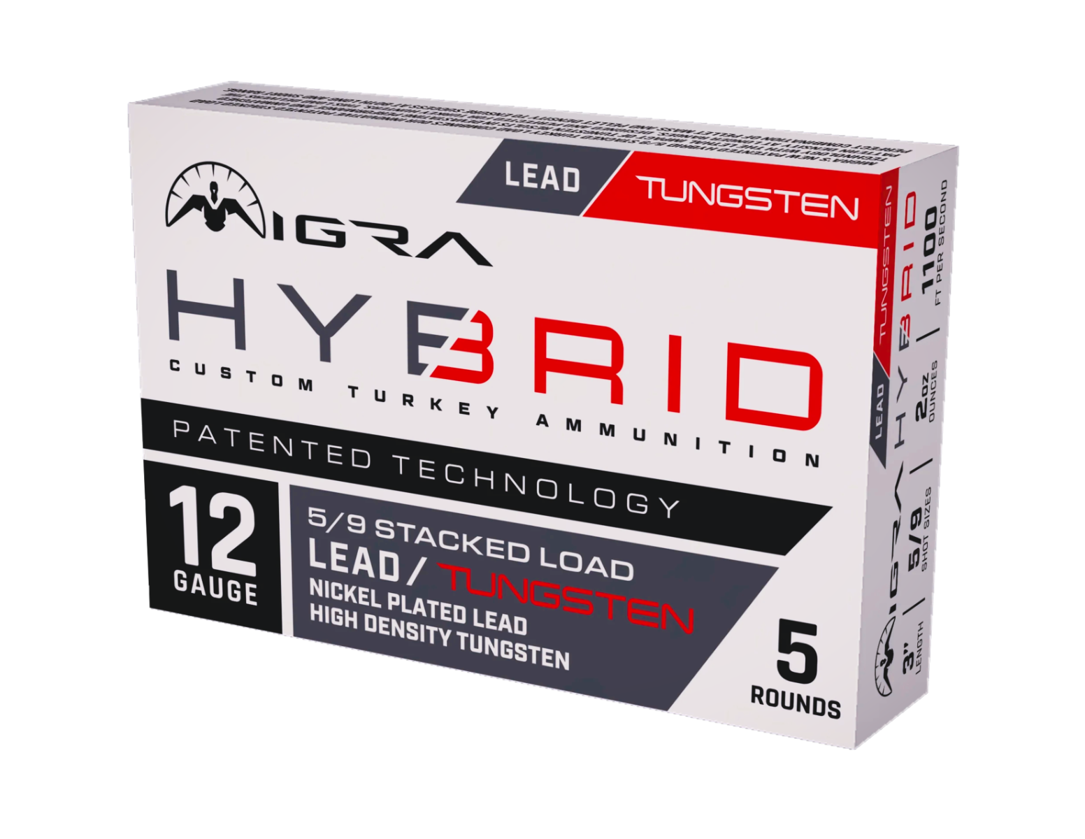 Migra Hybrid 12 Gauge 3" #5 Lead/#9 Tungsten 2oz Custom Turkey Load, 5rds -  T12HYB59