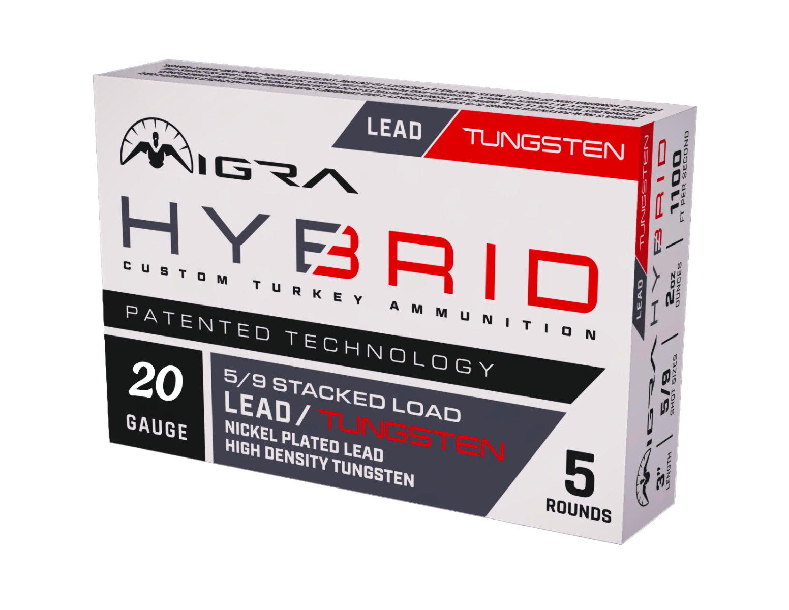 Migra Hybrid 20 Gauge 3" #5 Lead/#9 Tungsten 1-1/2oz Custom Turkey Load, 5rds - T20HYB59