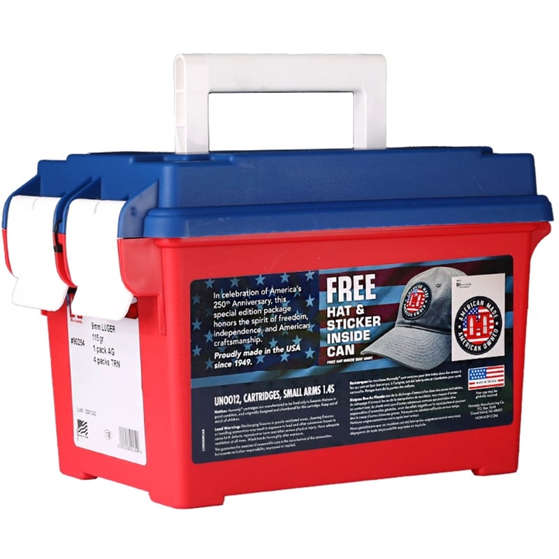 Hornady America 250th Anniversary 9mm 115gr XTP & FMJ 250rd Ammo Can - Hornady