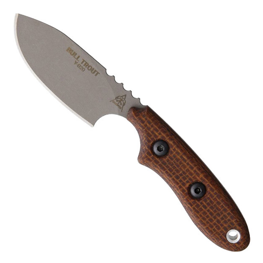 TOPS Knives Bull Trout Fixed Blade Knife, Brown Burlap Micarta - BLTT-01