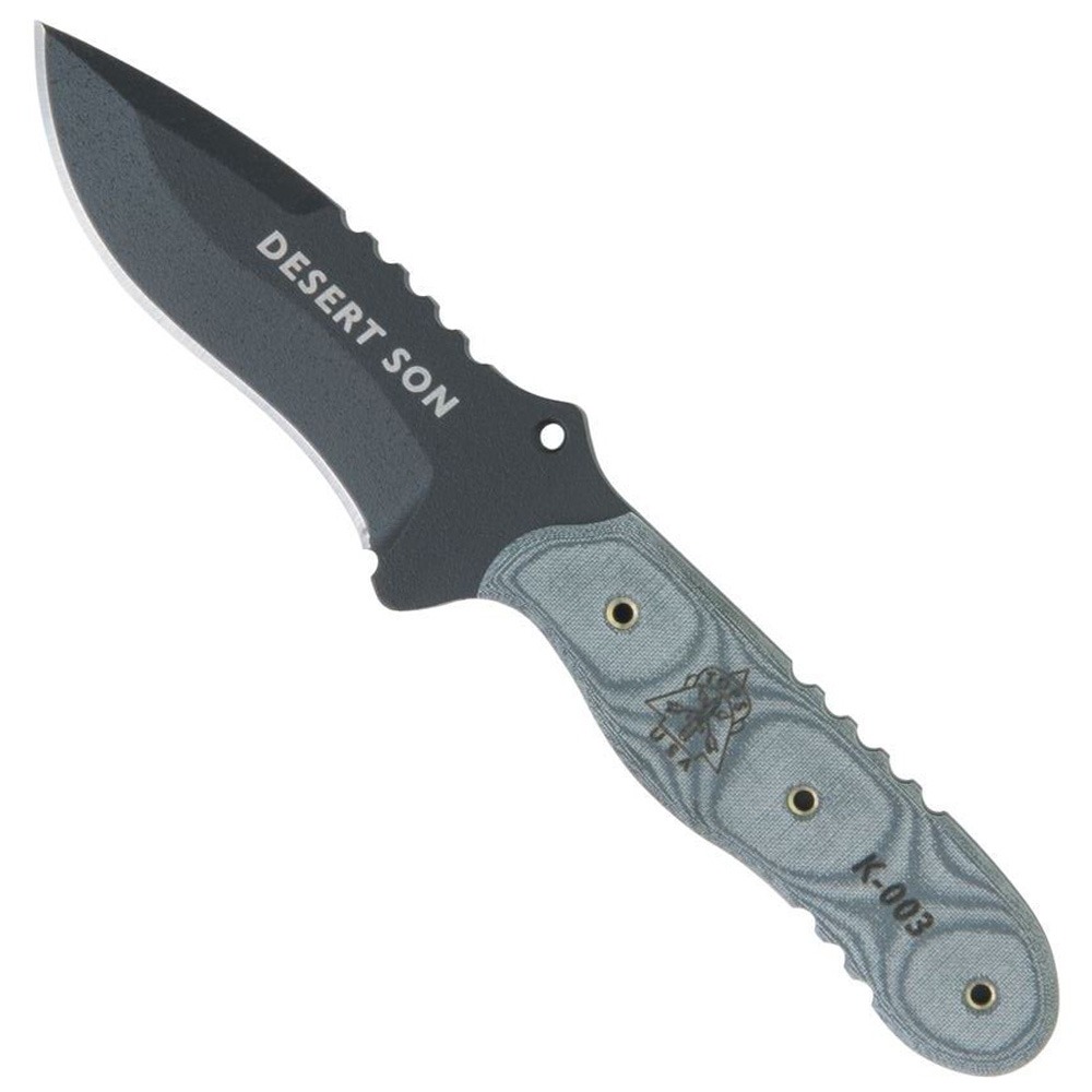 TOPS Knives Desert Son Fixed Blade Knife, Black Linen Micarta - DSON-01