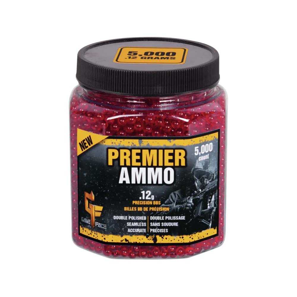 Game Face Premier 6mm .12g Airsoft BBs, 5000 Count, Translucent Red - ASP512 - Game Face