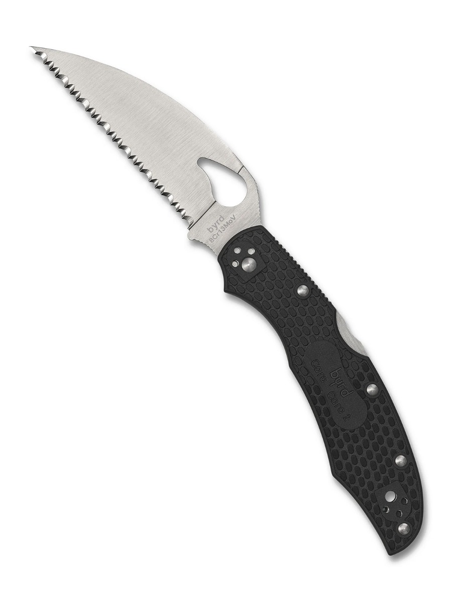 Spyderco BYRD CARA CARA 2 Wharncliffe Spyder Edge Folding Knife, Black - BY03SBKWC2