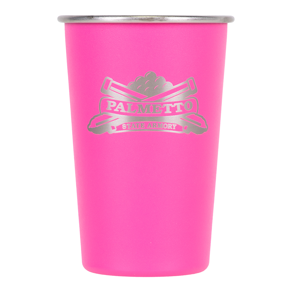 Palmetto State Armory PSA Engraved Logo 16oz Stainless Steel Pint, Shocking Pink