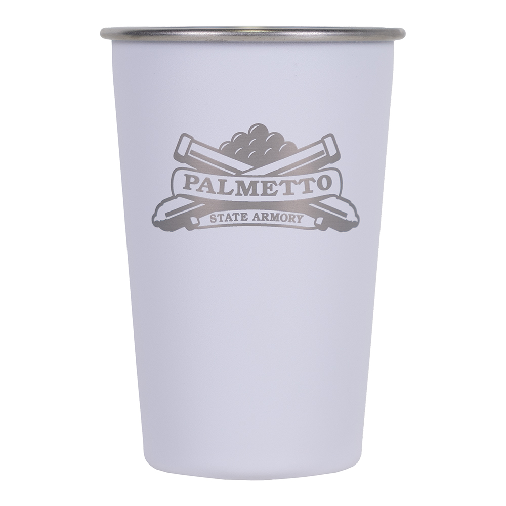 Palmetto State Armory PSA Engraved Logo 16oz Stainless Steel Pint, White