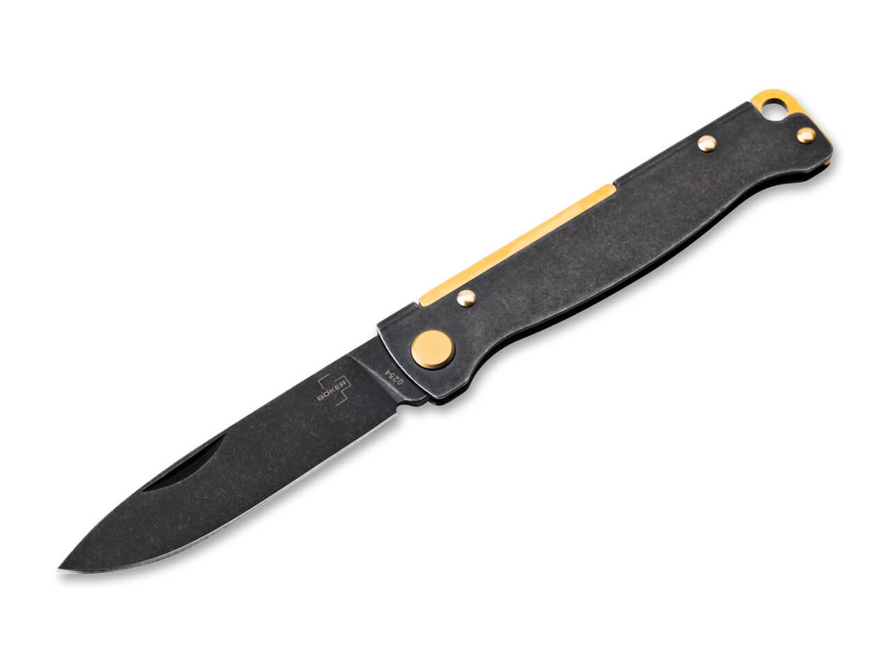 BOKER PLUS ATLAS FOLDING KNIFE - BLACK STONEWASH BRASS - 01BO859