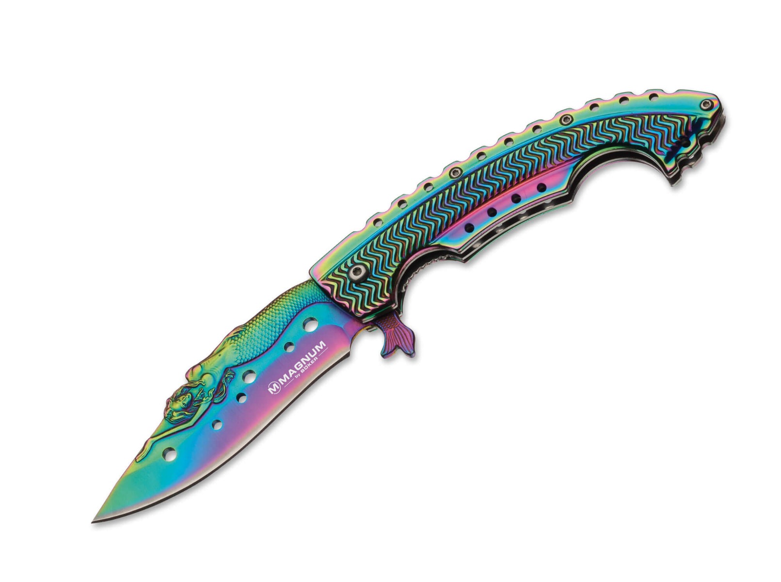BOKER MAGNUM RAINBOW MERMAID FOLDING KNIFE - 01LG318