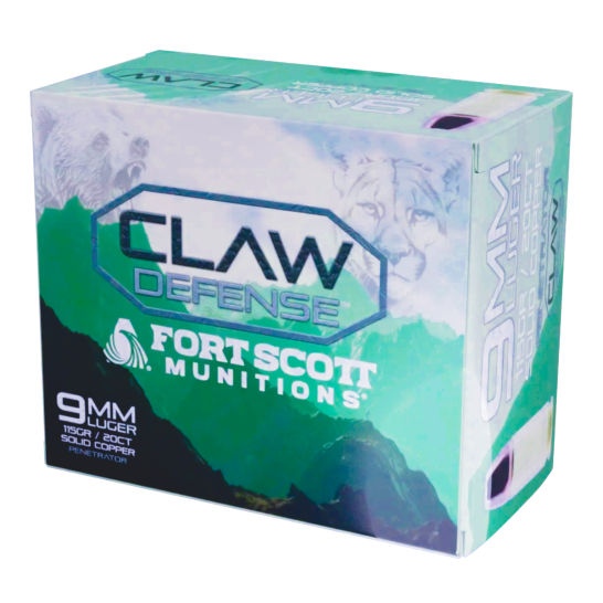Fort Scott Munitions Claw Defense 9mm 115gr FN Ammo, 20rds - 9MM115SCVFNCD - Fort Scott Munitions