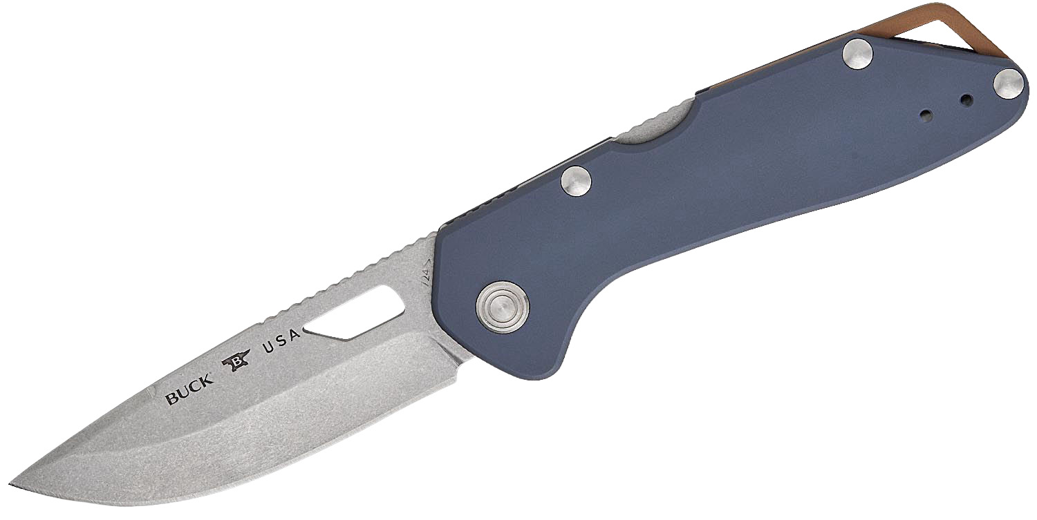 Buck Mustang Drop Point Folding Knife, Dark Blue - 0724BLS1-B