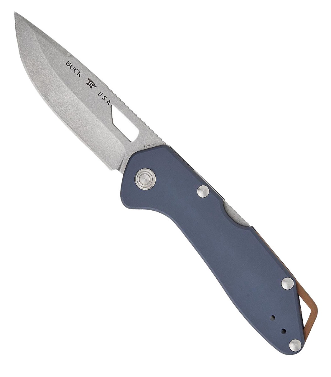 Buck Knives Buck Mustang Drop Point Folding Knife, Dark Blue - 0724BLS1-B