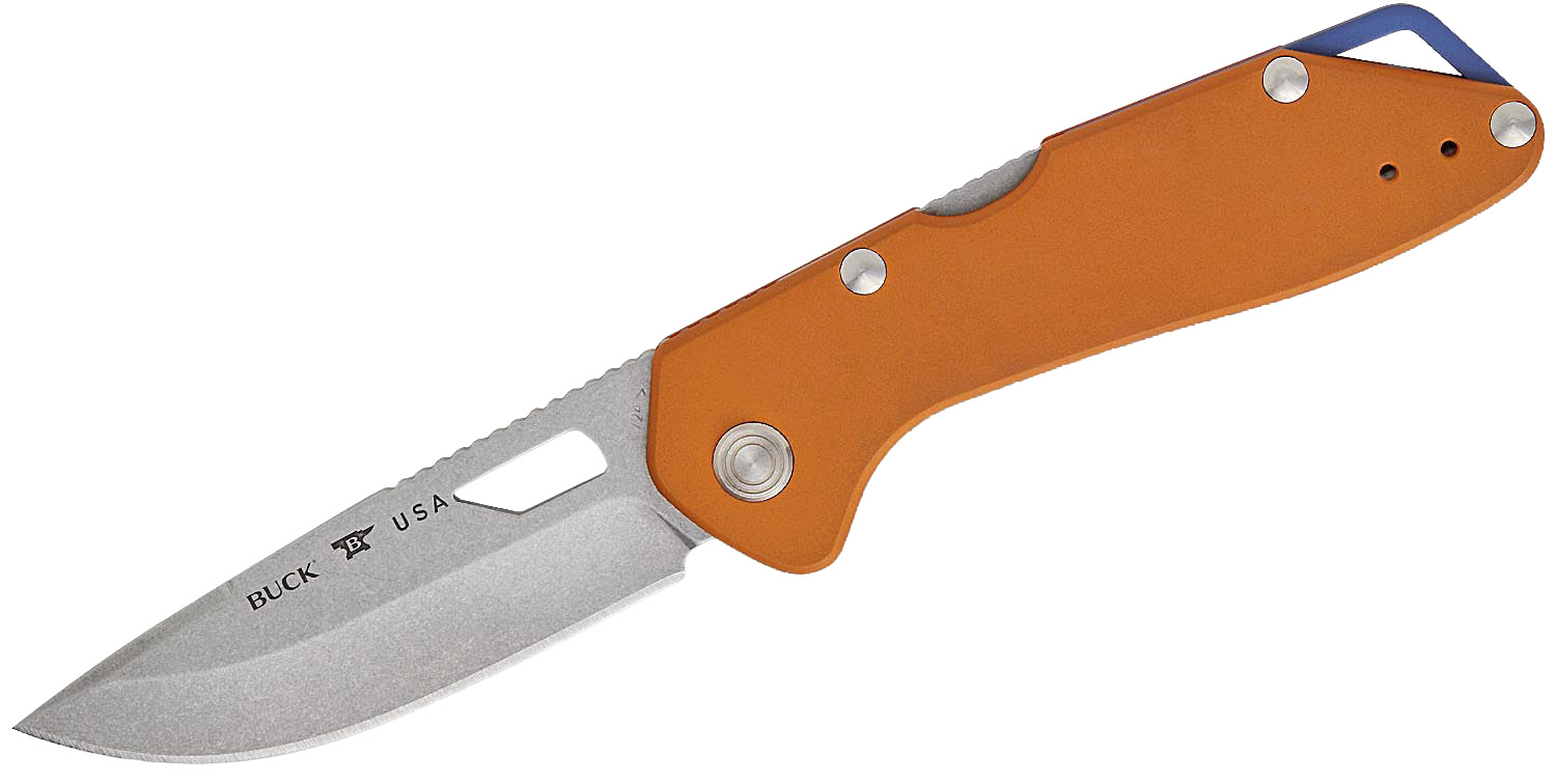 Buck Mustang Drop Point Folding Knife, Orange - 0724ORS-B
