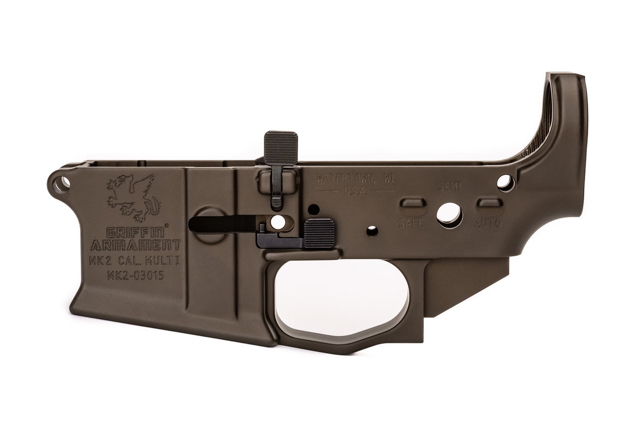 BLEM Griffin Armament MK2 Ambi AR-15 Lower Receiver, Terra Brown - Griffin Armament