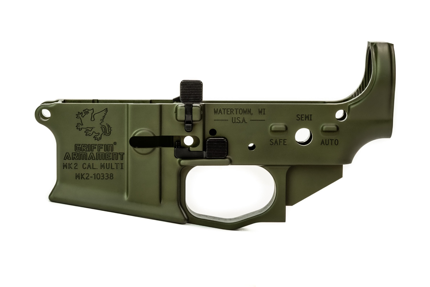 Griffin Armament MK2 AR-15 Lower Receiver, Warhawk Green - Griffin Armament