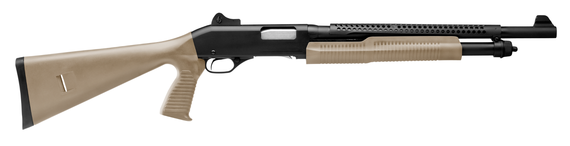 Savage Arms Stevens 320 Security 18.5" 12 Gauge 5rd Pump Shotgun, FDE/Black