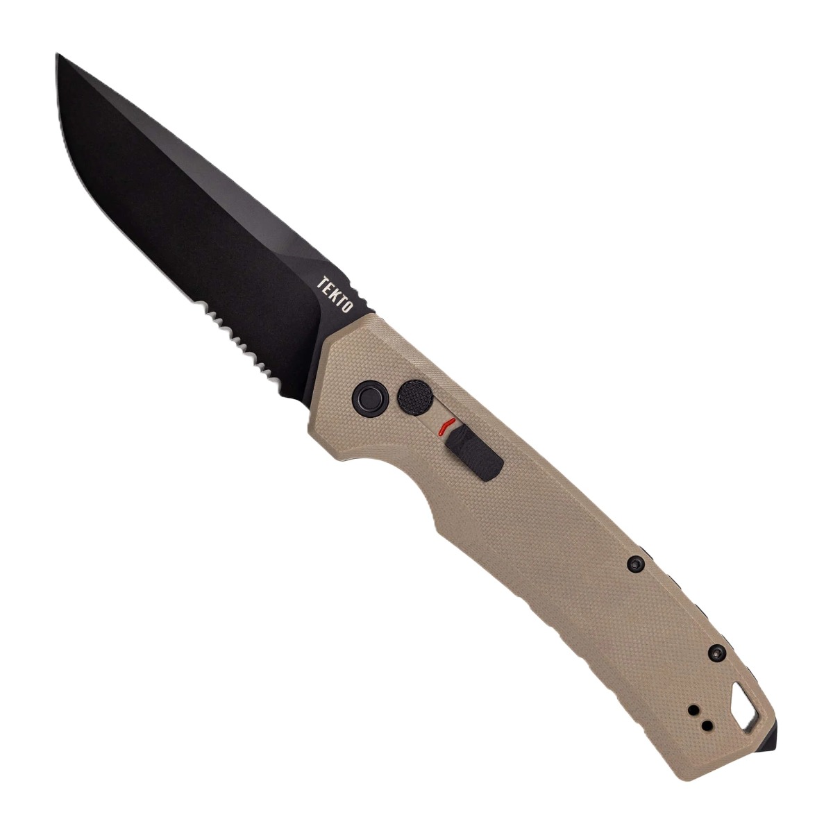 Tekto Knives A3 Delta Serrated Auto Folding Knife, Desert
