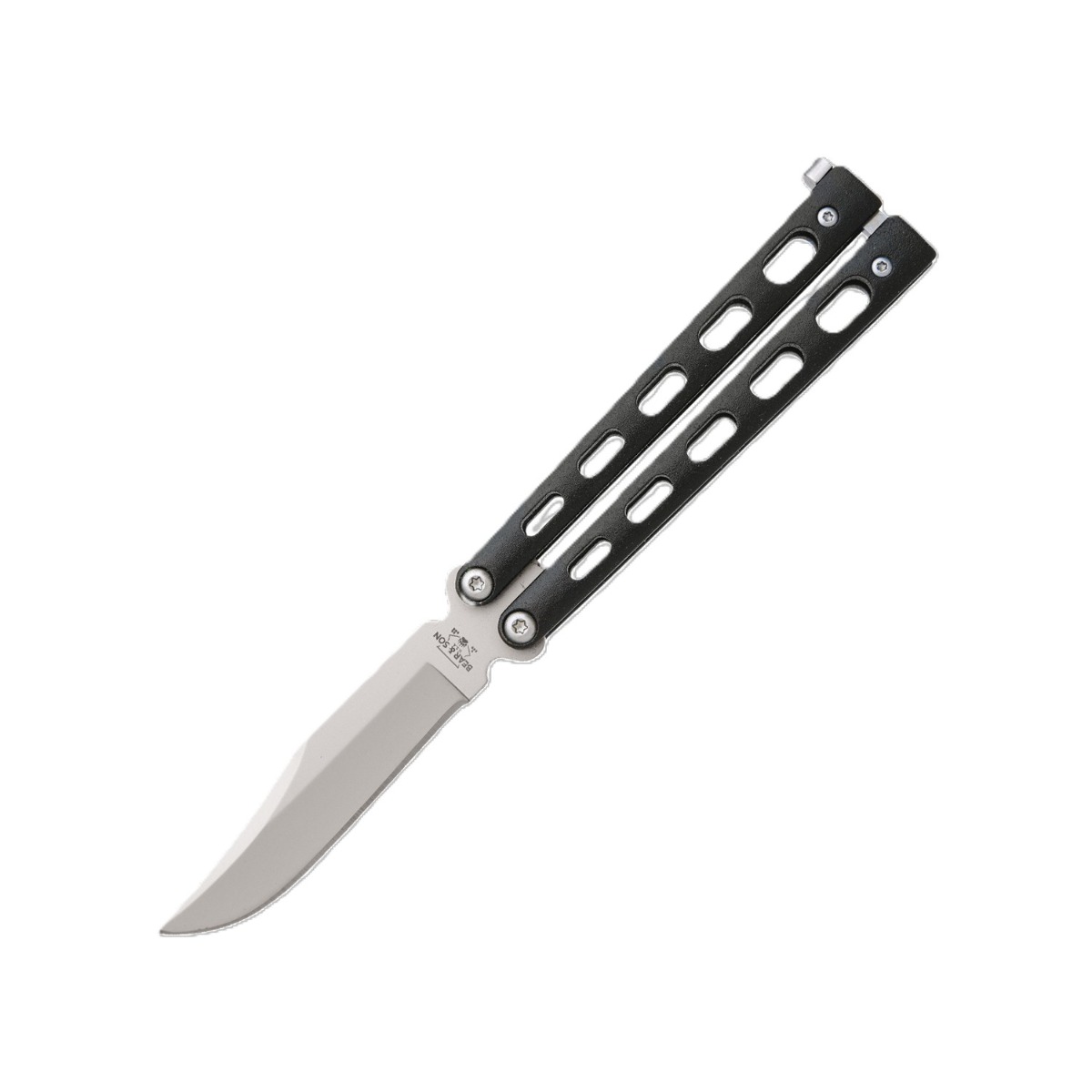 Bear & Son 4" BLACK BUTTERFLY KNIFE