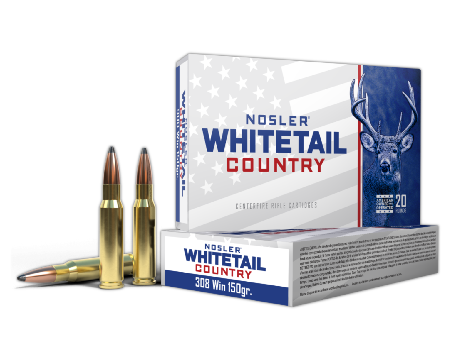 Nosler Whitetail Country .308 WIN 150 Grain SB Ammo, 20Rds - 40128