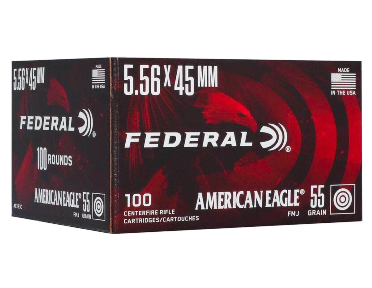 Federal American Eagle 5.56 55gr FMJ-BT Ammo, 100rds - AE193C - Federal Ammo