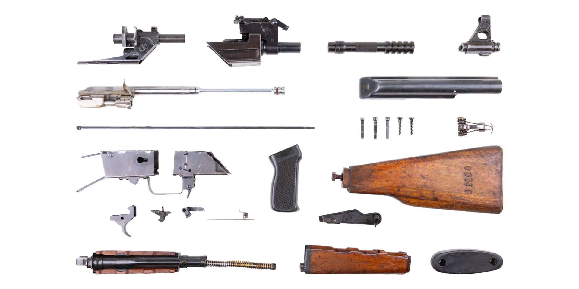 Yugo M64 Milled AK-47 Non-Matching Used Parts Kit w/ Fixed Wood stock - No Barrel or Receiver