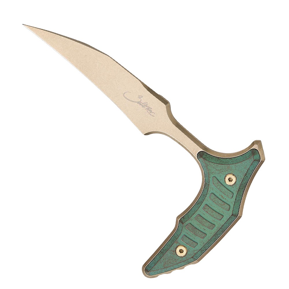 Microtech BEE Marfione Select Push Dagger Non-Serrated, Antique Green/Bronze