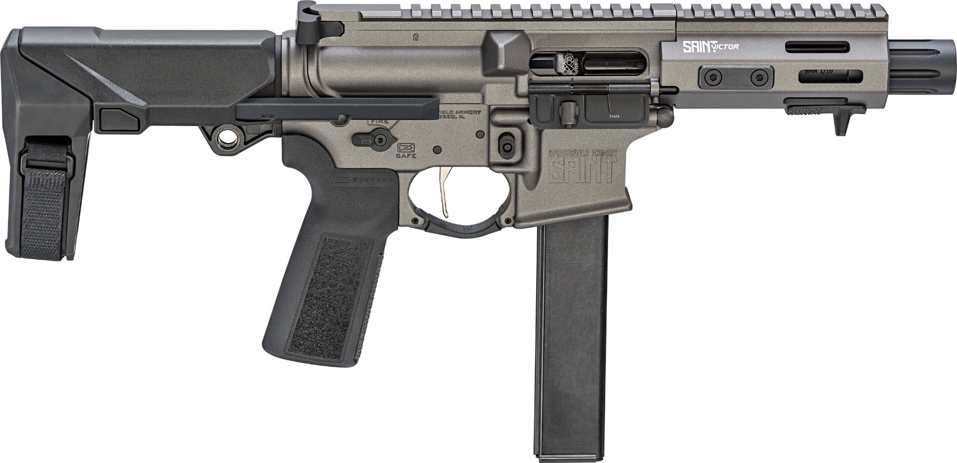 Springfield Armory Saint Victor PDW 5.5" 9mm AR Pistol w/ SB Tactical PDW Brace, Tungsten - Springfield Armory
