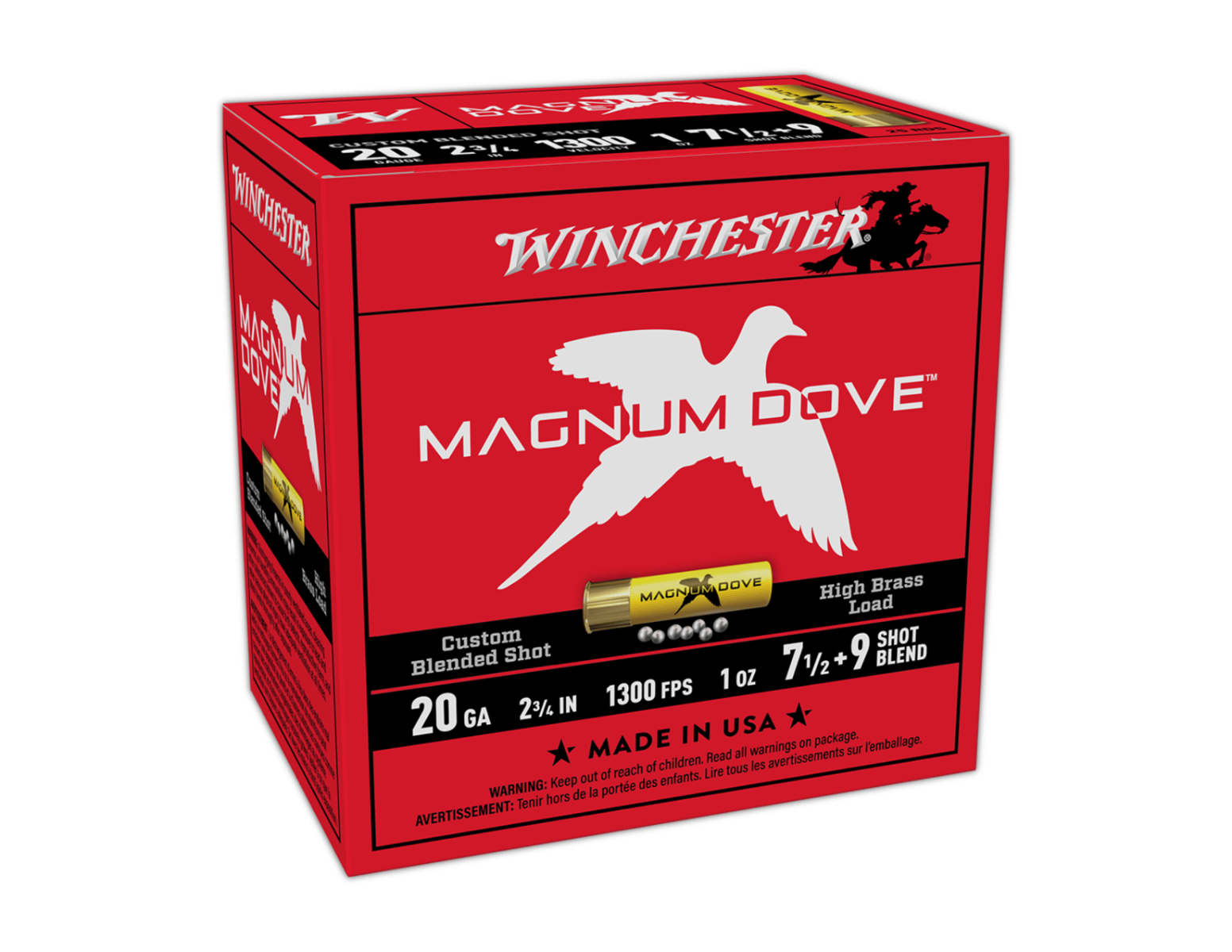 Winchester Magnum Dove 20 Gauge 2-3/4" #7.5 & #9 1oz Shotshells, 25rds