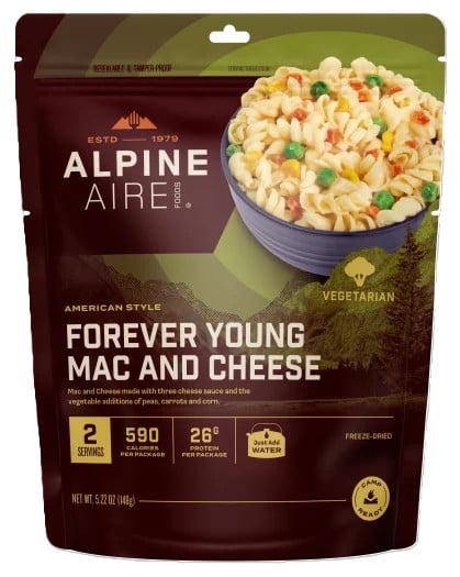 AlpineAire Freeze-Dried Meal Pouch, Forever Young Mac and Cheese