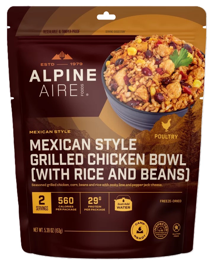 AlpineAire Freeze-Dried Meal Pouch, Mexican Style Grilled Chicken Bowl