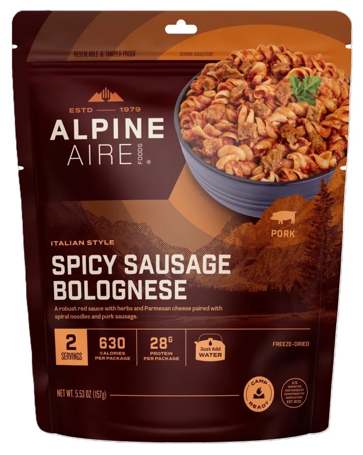 AlpineAire Freeze-Dried Meal Pouch, Spicy Sausage Bolognese