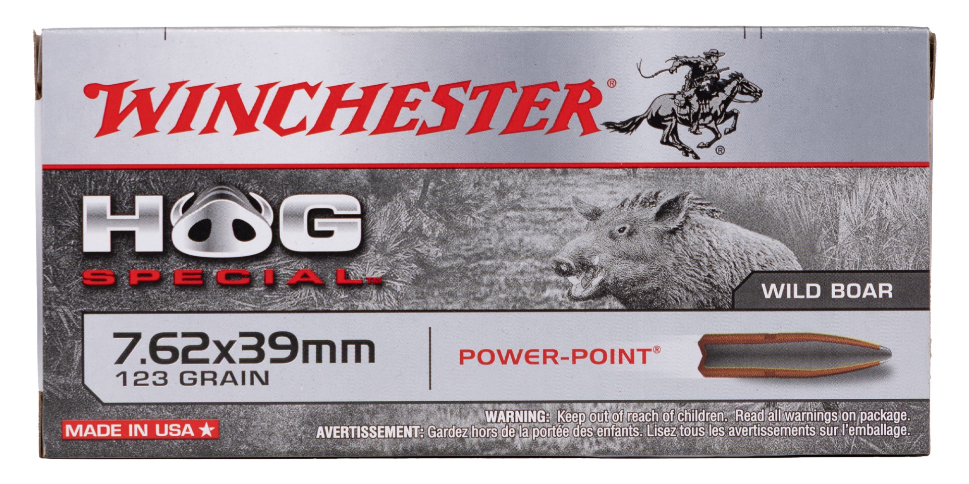 Winchester Winchester Hog Special Power Point 7.62x39mm 123gr PSP Ammo, 20Rds