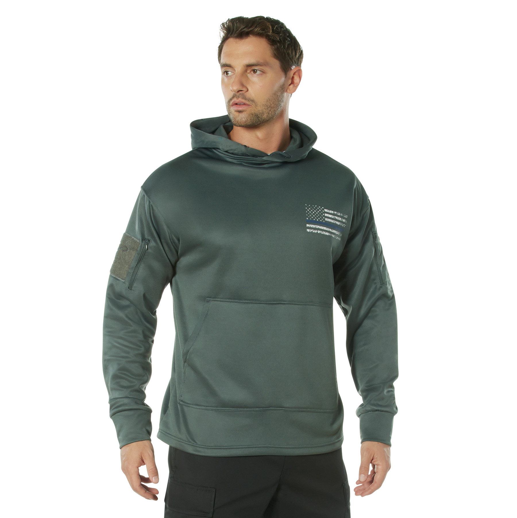 Rothco Rothco Concealed Carry Thin Blue Line Hoodie - Gunmetal Grey, 4X-Large