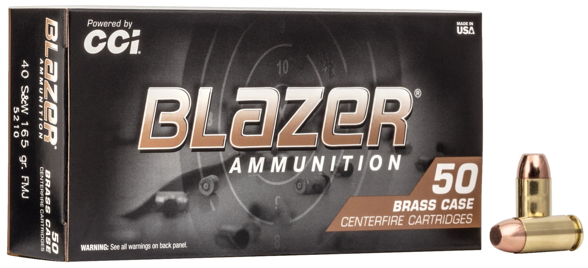 CCI Blazer Brass 40 S&W 165gr FMJ Ammunition 50rds - 5210 - Cci