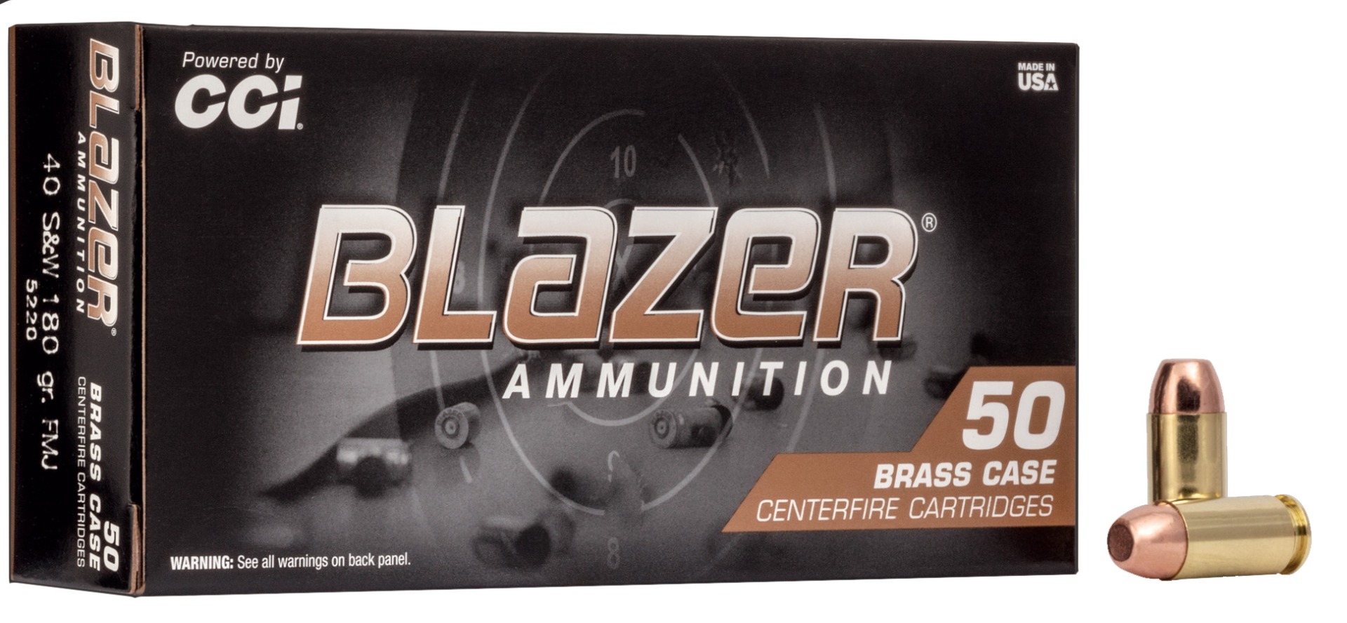 CCI Blazer Brass 40 S&W 180gr FMJ Ammunition 50rds - 5220 - Cci