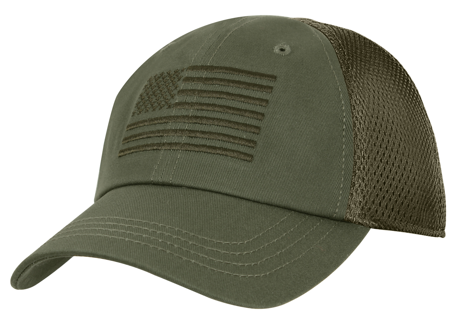 Rothco Rothco Tactical Mesh Back Cap With Embroidered Us Flag - Olive Drab