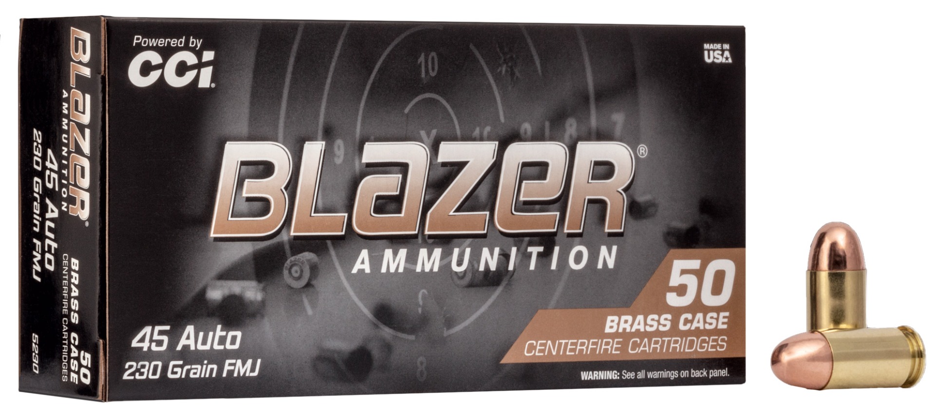 CCI Blazer Brass 45 Auto/ACP 230gr FMJ Ammunition 50rds - 5230 - Cci