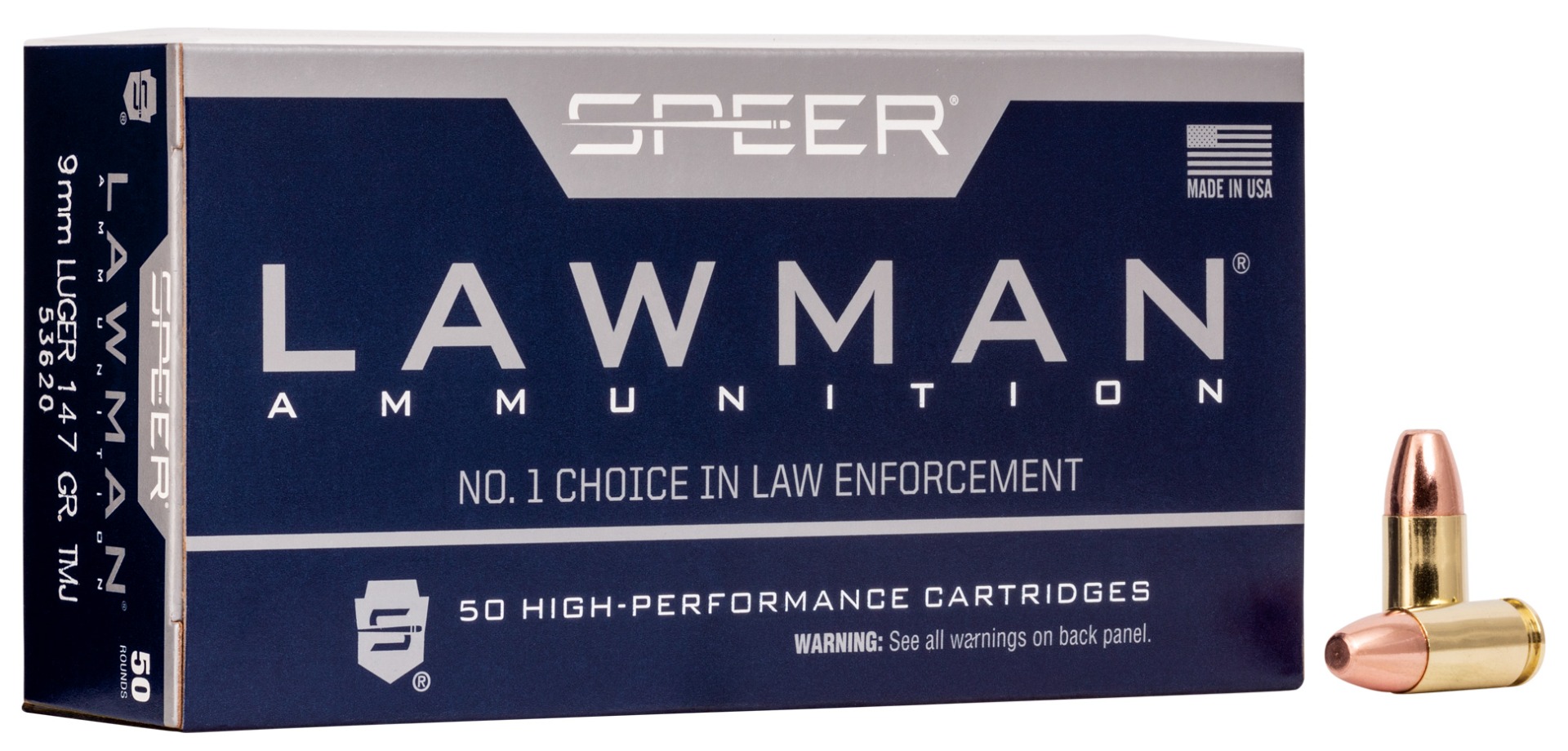 Speer Lawman Training 147 gr Total Metal Jacket 9mm Ammo, 50/box - 53620 - Speer