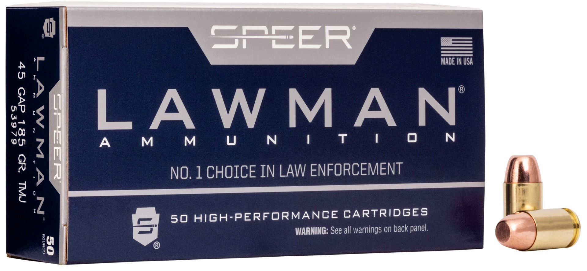 Speer Lawman Training 185 gr Total Metal Jacket .45 GAP Ammo, 50/box - 53979 - Speer