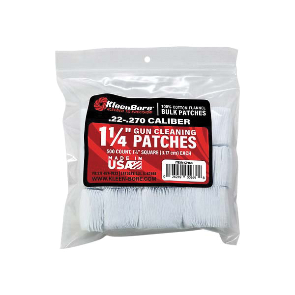 KleenBore .22 Cal/.270 Cal 1.25" x 1.25" Square Cleaning Patch - Kleenbore