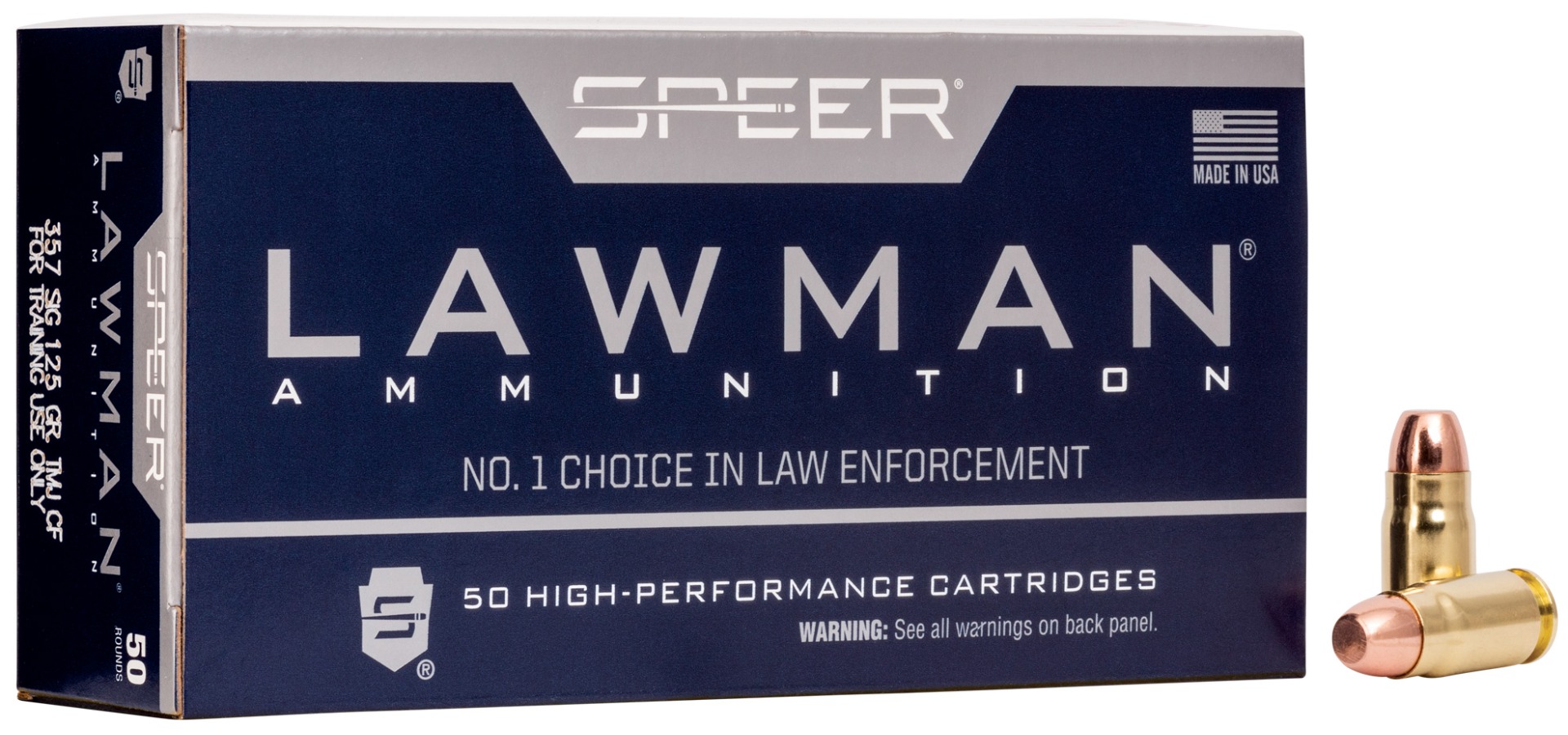 Speer Lawman Clean-Fire Training 125 gr Total Metal Jacket .357 Sig Ammo, 50/box - 54232 - Speer