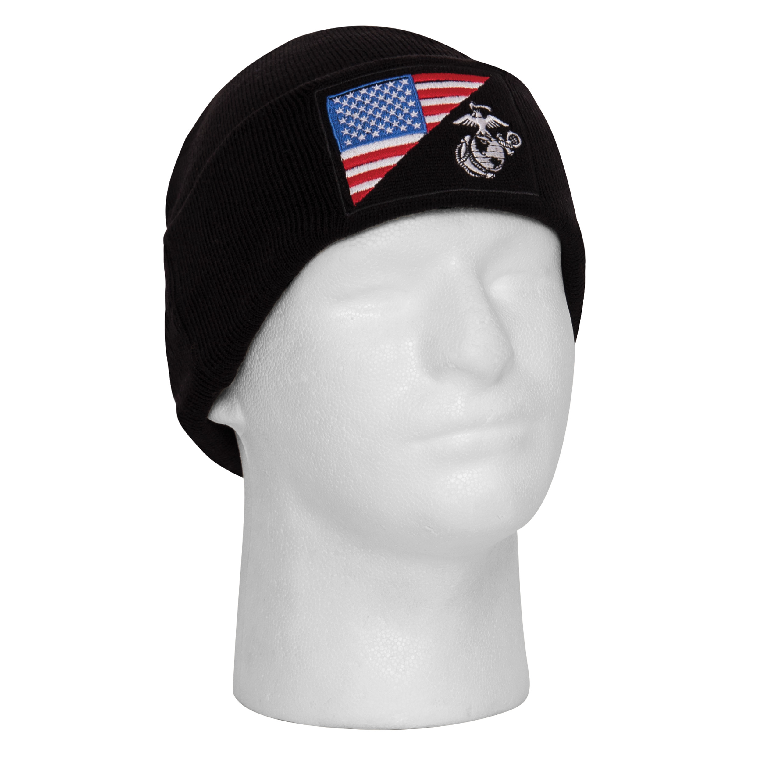 Rothco Rothco Usmc Eagle, Globe And Anchor - Us Flag Deluxe Fine Knit Watch Cap, Black
