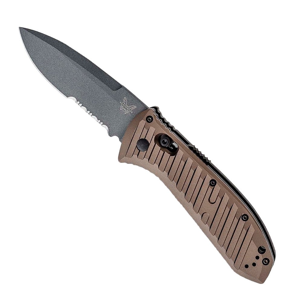 Benchmade Benchmade Auto Presidio II Folding Drop Point Knife Serrated, Burnt Bronze - 5700SGY-1