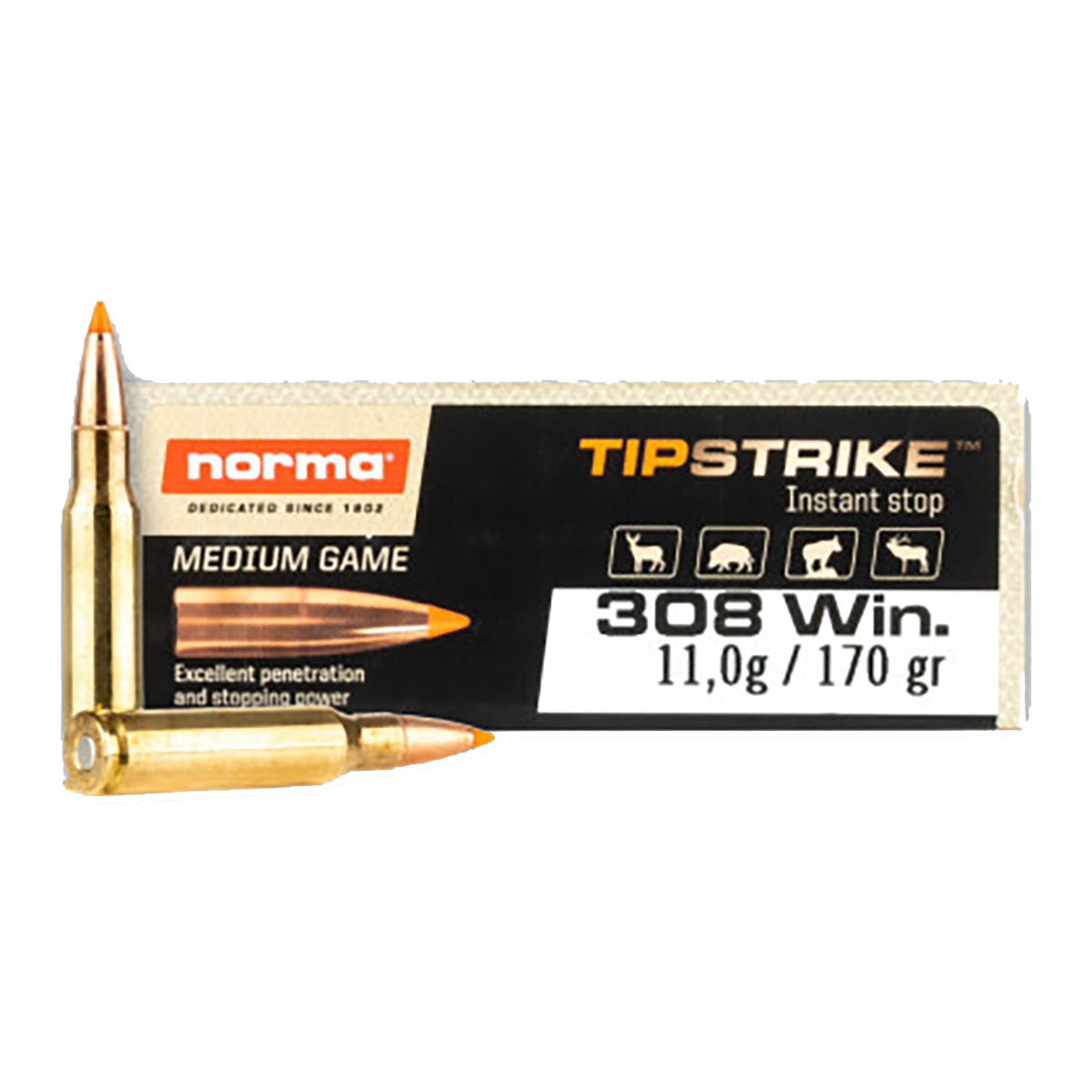 Norma Tipstrike 170gr .308Win Ammo, 20rd - 20174352 - Norma