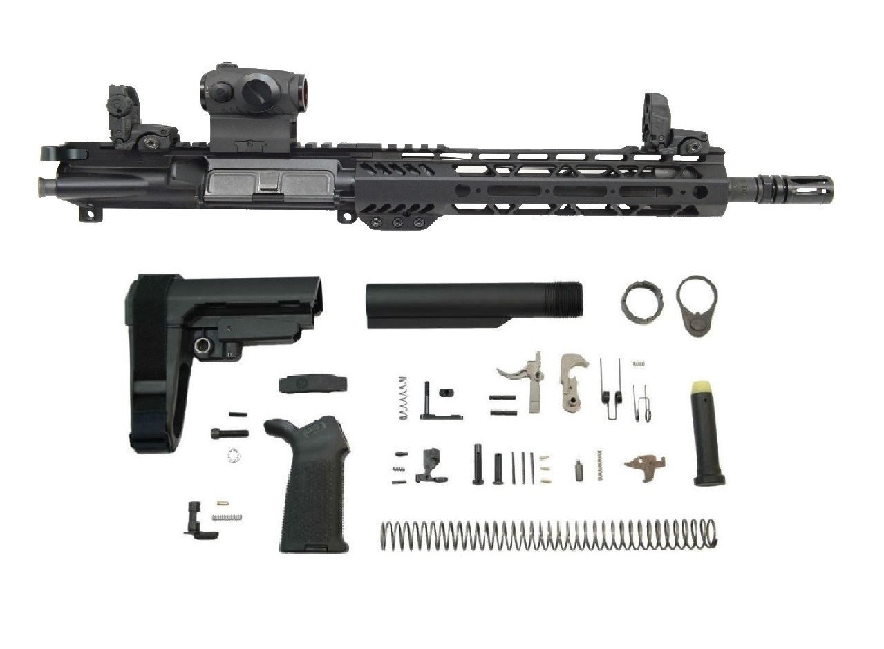 PSA 10.5" Carbine-Length 5.56 NATO 1/7 Phosphate 9" Lightweight M-Lok MOE EPT SBA3 Pistol Kit w/MBUS Sight Set, & Romeo5 - Palmetto State Armory