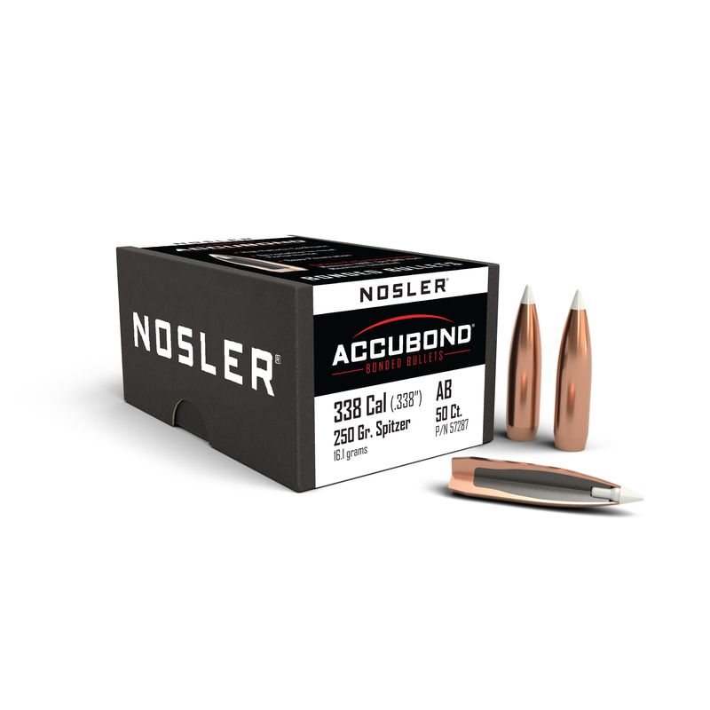 Nosler 338 Caliber (.338) 250gr AccuBond Bullets 50ct - 57287