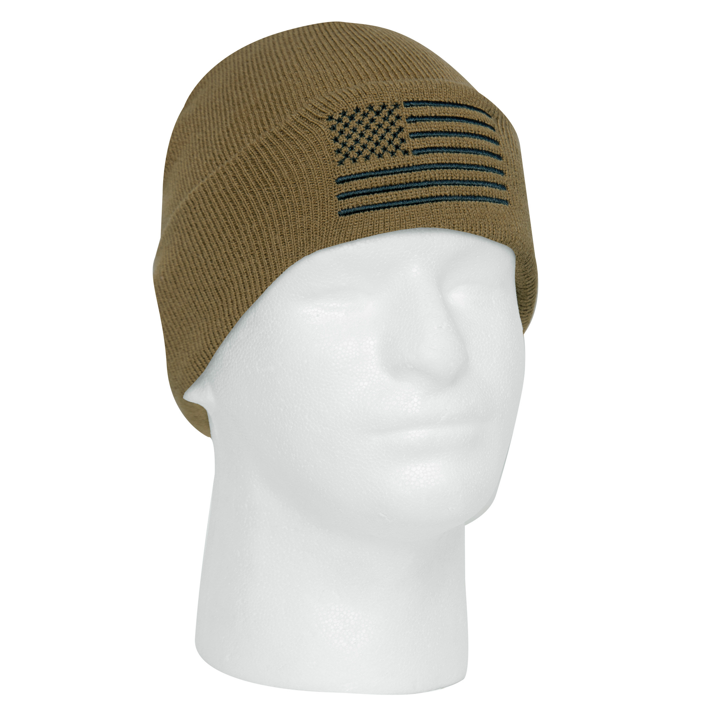 Rothco Rothco Us Flag Embroidered Fine Knit Watch Cap - Coyote Brown