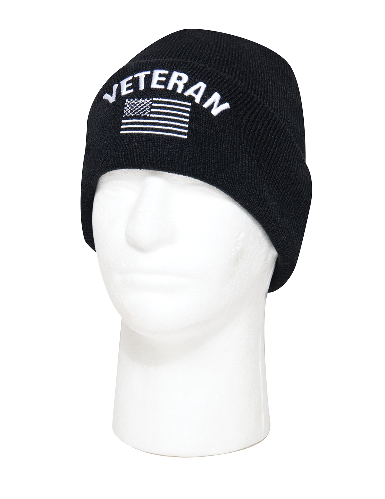 Rothco Rothco Veteran With Us Flag Fine Knit Watch Cap - Black