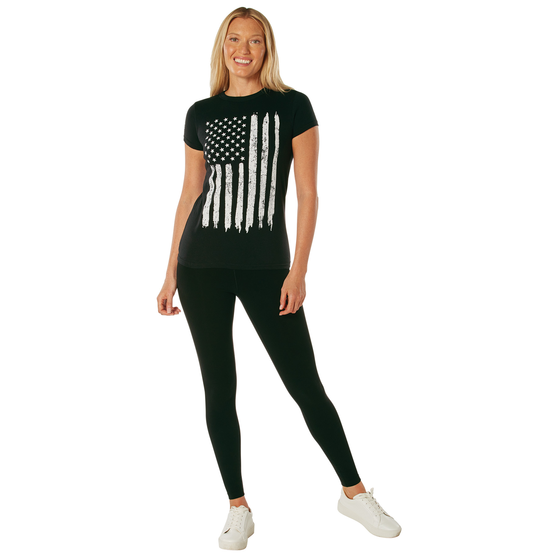 Rothco Rothco Womens Distressed Us Flag Long T-Shirt - Medium