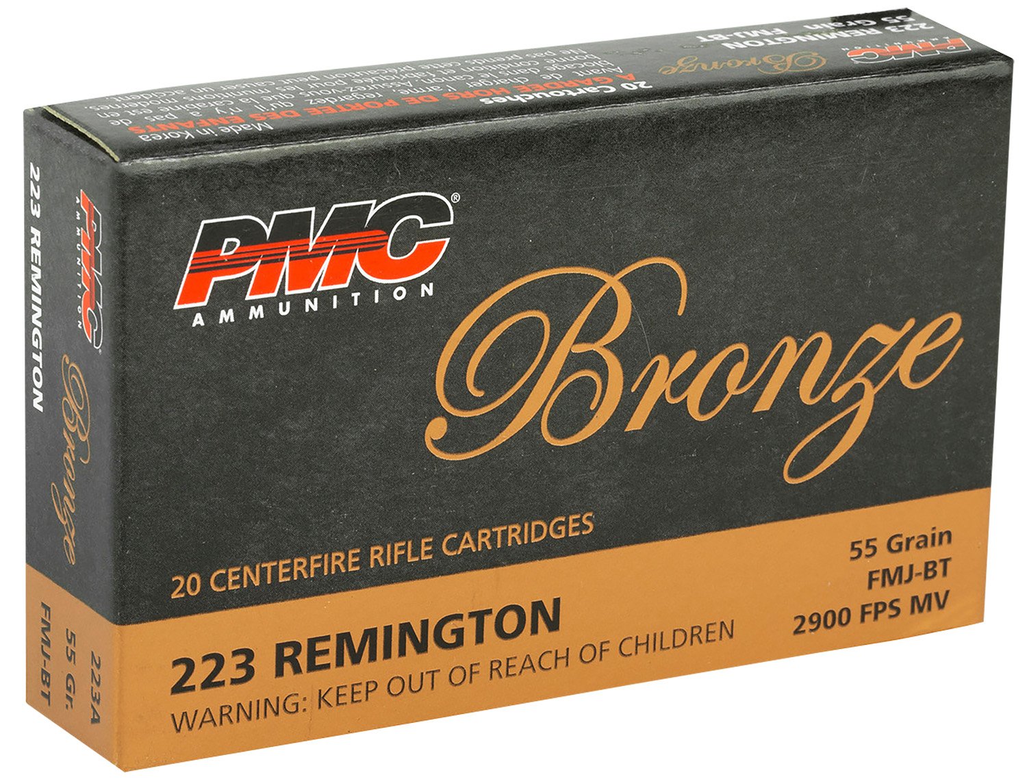 PMC Bronze .223 Rem Ammo 55 Grain FMJ-BT 20rds - 223A - Pmc